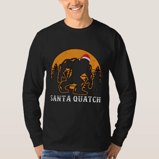 Santa Quatch Bigfoot Weihnachtsfeier Pun Geschenk T-Shirt (Vorderseite)