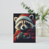 Santa Raccoon Postkarte (Stehend Vorderseite)