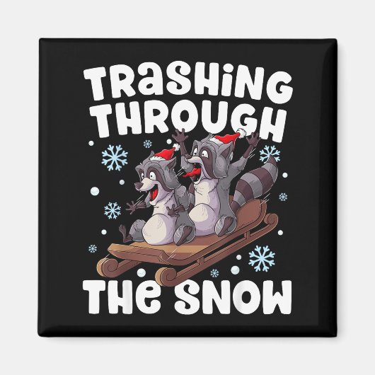 Santa Racoon Trashing Through The Snow Cute Christ Magnet (Vorne)