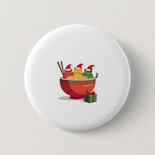 Santa Ramen Cats Anime Christmas Weihnachten Weihn Button (Vorderseite)
