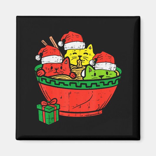 Santa Ramen Cats Anime Christmas Xmas Kids Girls M Magnet (Vorne)