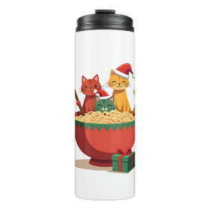 Santa Ramen Cats Anime Weihnachten Xmas Kinder Mäd Thermosbecher