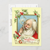 Santa Rauchen Feiertagspostkarte (Vorne/Hinten)