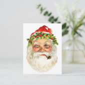 Santa Rauchen Feiertagspostkarte (Stehend Vorderseite)