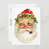 Santa Rauchen Feiertagspostkarte (Vorne/Hinten)