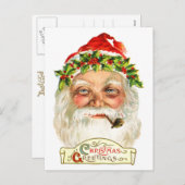 Santa Rauchen Feiertagspostkarte (Vorne/Hinten)