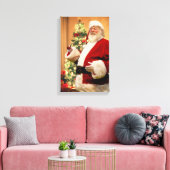 Santa rauchende Pfeife Canvas drucken Leinwanddruck (Insitu (Wohnzimmer))
