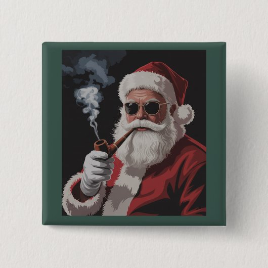 Santa Rauching Party Sonniger Weihnachtsfeiertag Button (Vorderseite)