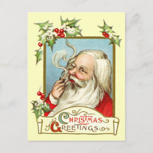 Santa raucht eine Pfeife Feiertagspostkarte