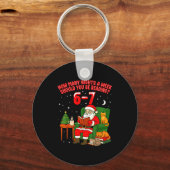 Santa Reading 67 Cat Christmas Six Seven Teacher B Schlüsselanhänger (Vorderseite)