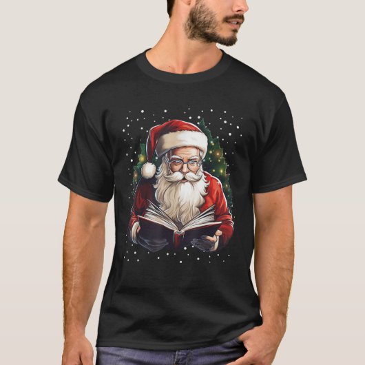 Santa Reading Book Bookworm Reader Bookish Christm T-Shirt (Vorderseite)