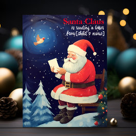 Santa Reading Letter Personalisiert Retro Weihnach Postkarte