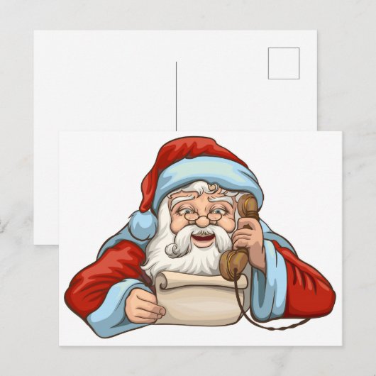 Santa Reading Letter Postkarte (Vorne/Hinten)