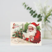 Santa Reading Mail Feiertagspostkarte (Stehend Vorderseite)