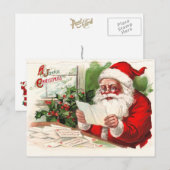 Santa Reading Mail Feiertagspostkarte (Vorne/Hinten)