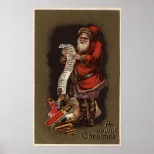 Santa Reading seine gute Kinderliste Poster