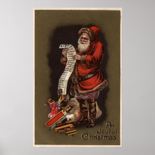Santa Reading seine gute Kinderliste Poster (Vorne)