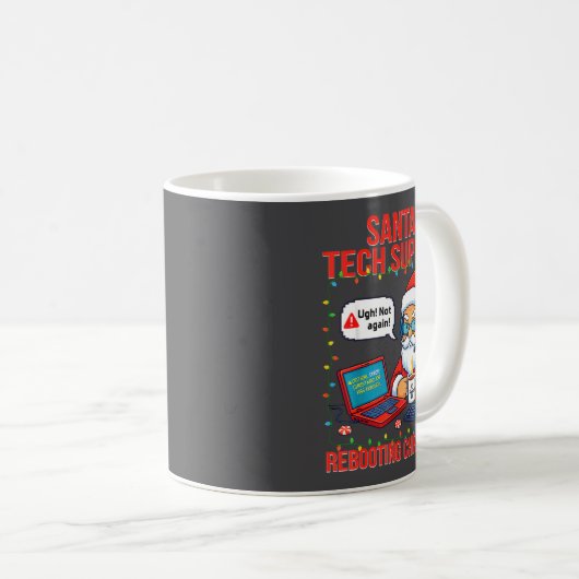 Santa Rebooting Support Engineer s Tech Laugh Kaffeetasse (VorderseiteRechts)
