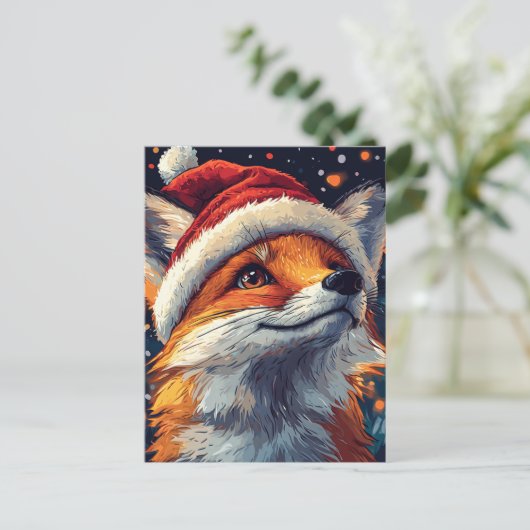 Santa Red Fox Postkarte (Stehend Vorderseite)