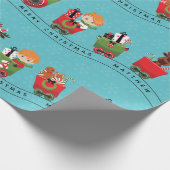 Santa & Red Hair Boy auf Zug Geschenkpapier (Ecke)