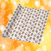Santa Red Rentier Weißes Hintergrundmuster Geschenkpapier