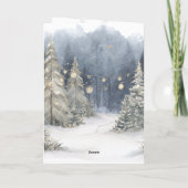 Santa Red Sleigh Reindeer Snow Christmas Trees Karte (Rückseite)