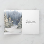 Santa Red Sleigh Reindeer Snow Christmas Trees Karte (Innenseite)