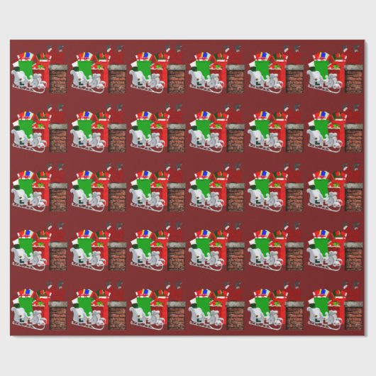 Santa Red Wrapping Paper Geschenkpapier (Flach)