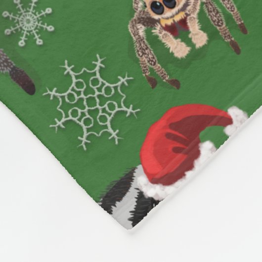 Santa Regal Jumping Spider Phidippus Regius grün Fleecedecke (Ecke)