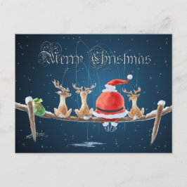SANTA & REINDEE & TEXT VON SHARON SHARPE FEIERTAGSPOSTKARTE