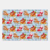 Santa Reindeer Add Child's Name Christmas 3 Geschenkpapier Set (Vorderseite 3)