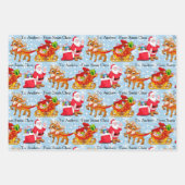 Santa Reindeer Add Child's Name Christmas 3 Geschenkpapier Set (Vorderseite 2)
