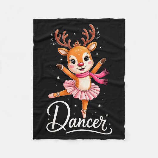 Santa Reindeer Ballet Dancer Cute Christmas Men Wo Fleecedecke (Vorderseite)