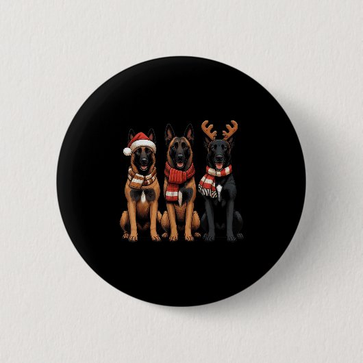 Santa Reindeer Belgian Malinois Christmas Malinois Button (Vorderseite)