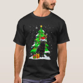 Santa Reindeer Black Cat Xmas Tree Lights Christma T-Shirt (Vorderseite)