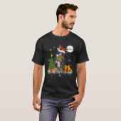 Santa Reindeer Border Collie Christmas Tree Lights T-Shirt (Vorne ganz)