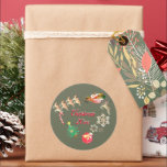 Santa Reindeer Christmas Gray Runder Aufkleber<br><div class="desc">Suchen Sie einen Weihnachtsaufkleber mit einer hübschen,  handgezeichnet Vintagesque-Illustration,  um den Tag zu feiern? Ich habe die Vorlagen für Ihre Worte aktiviert und zusammen mit meinem Original-Kunstwerk wird das sicherlich begeistern!</div>