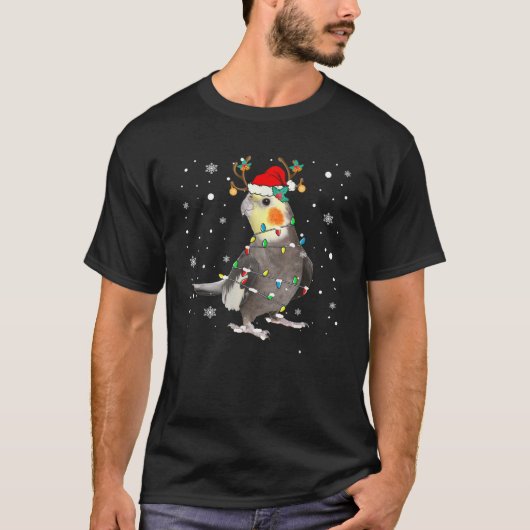 Santa Reindeer Cockatiel Niedlich Bird Pajamas T-Shirt (Vorderseite)