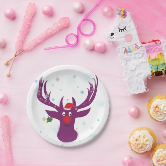 Santa Reindeer Custom Paper Teller 7 in (Party)