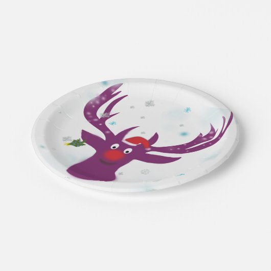 Santa Reindeer Custom Paper Teller 7 in (Schrägansicht)