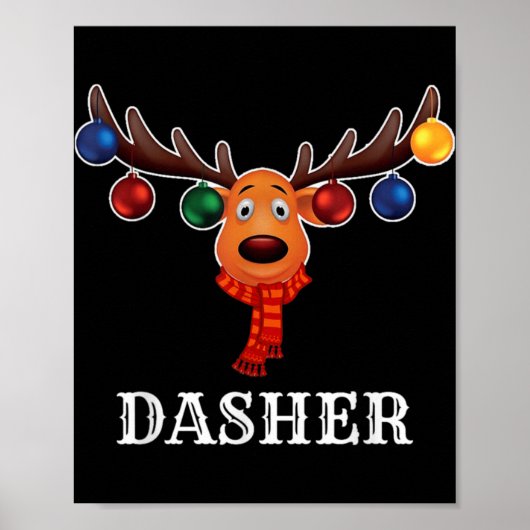 Santa Reindeer Dasher Xmas Group Costume T Shirt  Poster (Vorne)