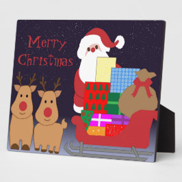 Santa & Reindeer Decorative Plaque Fotoplatte
