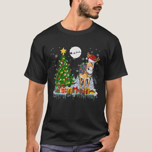Santa Reindeer Donkey Christmas Tree Light Lover F T-Shirt (Vorderseite)