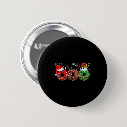 Santa Reindeer Elf Donut Doughnut Christmas Womens Button (Vorne & Hinten)