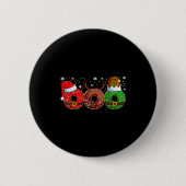 Santa Reindeer Elf Donut Doughnut Christmas Womens Button (Vorderseite)