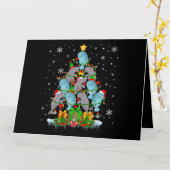 Santa Reindeer Elf Manatees Christmas Tree Lights Karte (Gelbe Blume)