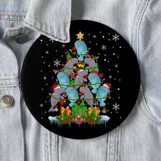 Santa Reindeer Elf Manatees Weihnachtsbaumleuchten Button (Beispiel)