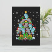 Santa Reindeer Elf Manatees Weihnachtsbaumleuchten Einladung (Stehend Vorderseite)