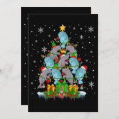 Santa Reindeer Elf Manatees Weihnachtsbaumleuchten Einladung (Vorne/Hinten)