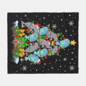 Santa Reindeer Elf Manatees Weihnachtsbaumleuchten Fleecedecke (Vorderseite (Horizontal))